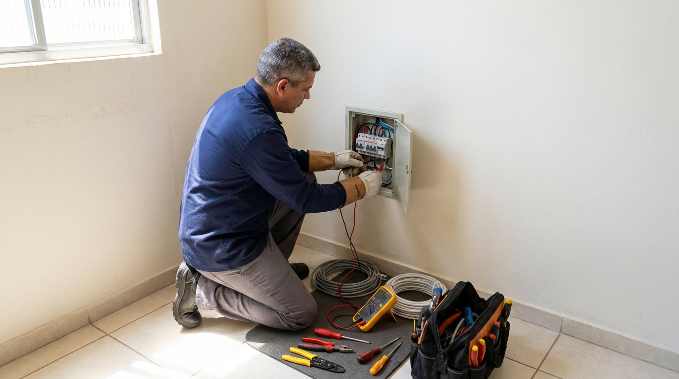 Eletricista atendendo em residência em Ribeirão Preto-SP